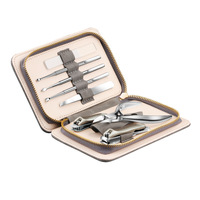 Ensemble de manucure DIY de luxe haut de gamme 8 en 1, coupe-ongles en acier inoxydable, boîte à fermeture éclair en velours de daim, emballage professionnel