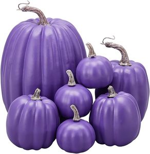 Lot de 7 décorations de citrouilles d'Halloween, modèles de citrouilles artificielles en mousse, décorations artisanales pour la récolte, décorations d'automne - Product Image 1