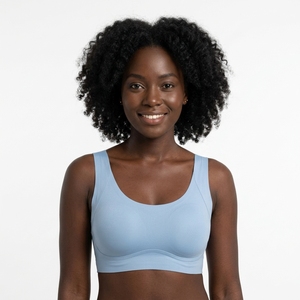 Sujetador tipo chaleco sin costuras de talla grande con tirantes anchos, cuello <span class=keywords><strong>doble</strong></span> en U, sin aros, invisible, para capas interiores, lencería, etiqueta blanca, personalizado - Product Image 1