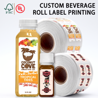 Etiquetas Personalizadas Impermeables para Botellas de Agua de Coco, Rollo de Vinilo para Envasado de Bebidas y Jugos, Etiquetas Adhesivas para Productos de Marca Privada