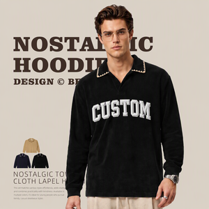 <span class=keywords><strong>Felpa</strong></span> <span class=keywords><strong>con</strong></span> Colletto <span class=keywords><strong>Polo</strong></span> Personalizzata per Uomo, Abbigliamento Urbano Streetwear, Semplice e Comoda per Uso Quotidiano, <span class=keywords><strong>con</strong></span> Motivo Ricamato - Product Image 1