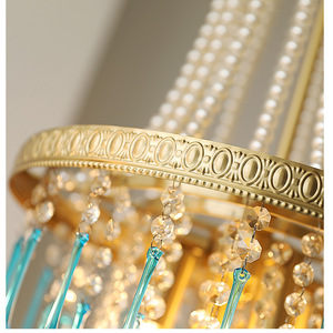 Lustre en cristal minimaliste vintage de style américain, finition plaquée cuivre, <span class=keywords><strong>luminaire</strong></span> design d'inspiration française - Product Image 3