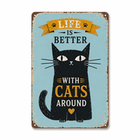 Plaques Métalliques Vintage Personnalisées avec Logo Chat Noir Unique – Le Monde est Meilleur avec un Chat – Cadeau Idéal pour Femmes, Hommes, Maison et Bureau