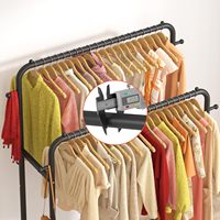 Nouveau design – Porte-vêtements sur pied en métal avec base en PP, intérieur/extérieur, anti-rouille, double tringle, séchoir à linge