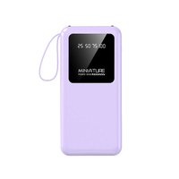 Batería Externa Delgada de 10000mAh para Teléfono con 4 Cables Integrados, Pantalla Digital, Soporte para Teléfono, Cargador Portátil