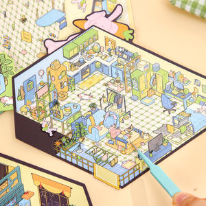 3 Pegatinas por Paquete, Serie Mini Teatro para Estar en Casa, Pegatinas de Escenarios 3D, Pegatinas Divertidas de Escenarios Interiores para Diarios Hechos a Mano - Product Image 3