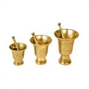 Set Of 3 Different Size Mortar And Pestle Antique Design Round Shape Table <b>Top</b> Mortar And Pestle At Affordable Price - Product Image 1