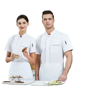 Abrigo de cocina de hotel turco para hombre y mujer, Chaqueta corta personalizada con diseño de bar francés, pizza, sushi, restaurante, chef, uniform20