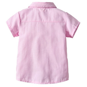 Ropa de verano para niños, camisas de manga corta de algodón y <span class=keywords><strong>lino</strong></span> con bordado de coche, color sólido - Product Image 2