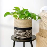 Panier de rangement tissé moderne pour plantes en corde de coton épissé de jute pour Pots de fleurs décoratifs pour plantes d'intérieur