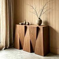 Table de porche en bois massif noir style Wabi-sabi, console de décoration moderne et simple à forme tridimensionnelle pour B&B et salon