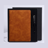 Carnet en cuir à couverture rigide avec pinceau doux en laine PQ, coffret cadeau premium, essentiels scolaires, ensemble cadeau personnel, fournitures scolaires