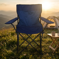 Chaise pliante portable moderne en acier au carbone léger avec dossier et accoudoirs en tissu Oxford pour l'extérieur, la plage, la pêche et le camping