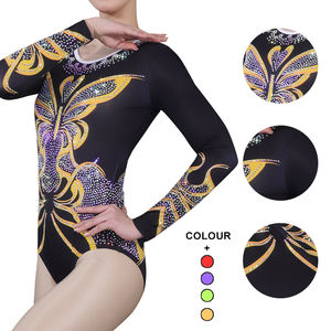 Gran oferta, nuevo estilo, mono de gimnasia Unisex estampado, Spandex/Material de algodón, transpirable, de secado rápido para baile de competición - Product Image 1