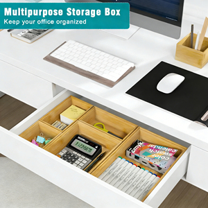 Ensemble de boîtes de <span class=keywords><strong>rangement</strong></span> empilables en bambou personnalisées avec séparateurs pour tiroirs - Product Image 2