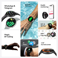 Smartwatch AI con Chiamate BT, Chat Social, NFC, Pagamento QR, Impermeabile IP68, Schermo Curvo da 1.32 Pollici, Monitoraggio Frequenza Cardiaca 24H per Viaggi d'Affari