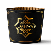 Manchon de tasse à café noir personnalisé avec estampage à chaud doré, luxe, ondulé, isolation thermique, OEM, marque de café, logo arabe