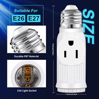 Adaptateur de prise de lumière à prise E26/E27 2/3 Prong Convertisseur de prise d'ampoule