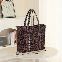 Nouveau sac fourre-tout matelassé à imprimé léopard, vente en gros directe d'usine, sac à bandoulière de voyage, grande capacité, tendance