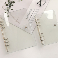 Tragbare durchsichtige PVC A5/A6 Notebook-Schale Tragbare leere nachfüllbare Binder abdeckung 6 Ringe Spiral schwarzer Druckknopf verschluss lose