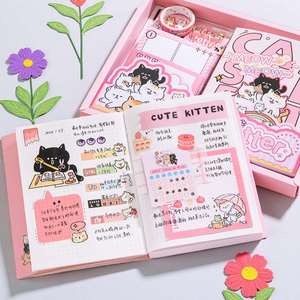 Cute Cat Cartoon Girls Hardcover Scrapbook <b>Diary</b> Supplies Sewing Binding 256P Birthday Gifts Notebooks Stationery Set for - Product Image 3