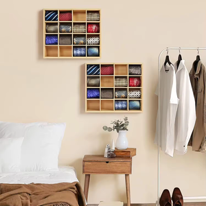 Men's Clothing <strong>Storage</strong> Organizer <strong>Box</strong> Wall Mounted Bamboo <strong>Tie</strong> Rack for Displaying and Organizing <strong>Ties</strong> Rectangle Home Decor - Product Image 6