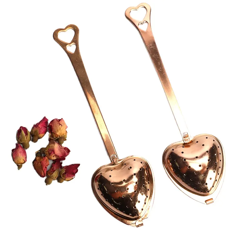 Stainless Steel Heart-Shaped Tea Ball 1.8 Inch Tea Infuser Tea Interval Diffuser forTea Strainer rose gold