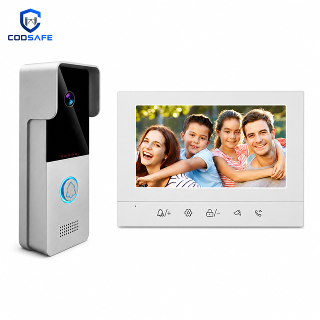 Face Recognition Video Intercom Kit 7 Inch LCD 1000TVL IR Camera IP65 Waterproof Supports 2 Outdoor and 4 Indoor