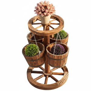 Caja de madera colgante de cuatro cestas, centro de mesa de jardín de madera de Granero, soporte para flores de boda, jarrón, maceta para flores suculentas - Product Image 1