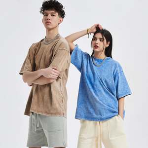 Hommes Street Wear coton t-shirt personnalisé 250 Gsm Vintage acide lavage t-shirt poids lourd surdimensionné blanc t-shirts - Product Image 2