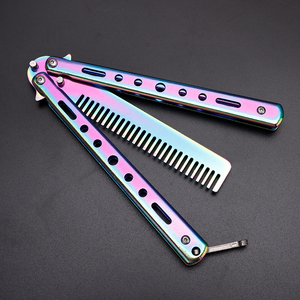 Pettine in acciaio inossidabile pettine a farfalla pettine pieghevole a colori all'ingrosso barbiere strumento professionale per tagliare i capelli - Product Image 6