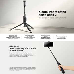 Original para <span class=keywords><strong>Xiaomi</strong></span> Zoom Stand <span class=keywords><strong>Selfie</strong></span> Stick 2 <span class=keywords><strong>con</strong></span> BT Zoom Control remoto trípode aleación <span class=keywords><strong>de</strong></span> aluminio portátil estiramiento <span class=keywords><strong>Selfie</strong></span> Stick - Product Image 2