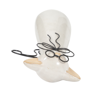 Statuetta di gatto in ceramica con occhiali, ornamento decorativo bianco per la casa, l'ufficio, la scrivania, la mensola. - Product Image 6