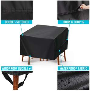 210D सुरक्षात्मक आँगन उद्यान फर्नीचर कवर निविड़ अंधकार वर्ग आउटडोर फर्नीचर कवर के लिए टेबल कुर्सियों रतन फर्नीचर को शामिल किया गया - Product Image 4