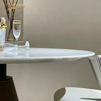 Modernes Design Natürlicher Marmor Luxus-Esstisch mit Drehbarem Teller Anpassbare Größe & Farbe