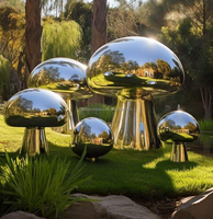 Sculpture de champignon géante en acier inoxydable de haute qualité, grande statue en métal d'extérieur, couleur personnalisée, technique de polissage électrolytique