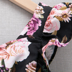 Vestido de Verano para Bebé Niña, Manga Corta, Color Negro con Flores, Vestido Informal para Bebé Niña - Product Image 4