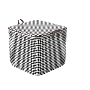 Clothing Organizer Houndstooth <b>Storage</b> Box Large Size Foldable Rectangle Wardrobe Household Moving Travel <b>Clothes</b> Quilt <b>Storage</b> - Product Image 2