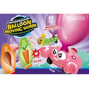Educatief Speelgoed Decompressie Bewegende Worm Plastic Ballon Auto Voor Kinderen & Familie Speelgoedauto Met Ballon