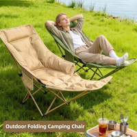 Chaise pliante portable avec réglage en hauteur, chaise de camping en forme de lune pour la sieste, la pêche et la plage