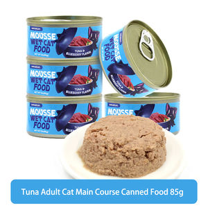 Todas las etapas Múltiples sabores Salmón Completo Gato adulto Plato principal Alimentos enlatados Nutrición 85g Lata <span class=keywords><strong>de</strong></span> comida húmeda básica para mascotas para gatos - Product Image 3