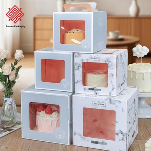 Plateau cadeau Baoren 4 pouces, boîte d'emballage portable pour gâteau d'anniversaire, boîtes à pâtisserie pour mousse et fromage avec fenêtre de 6 et 8 pouces - Product Image 2
