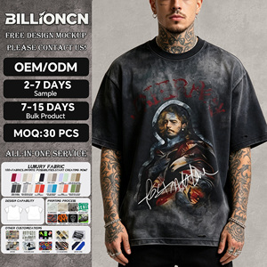 T-shirt unisexe personnalisé pour homme en coton double couche à imprimé animal, respirant, surdimensionné, à manches courtes, en tissu tricoté de 220 grammes - Product Image 1