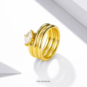 แหวนเพทายทรงมาร์คีส์ สแตนเลสสตีล ชุบทอง 14K แบบสุญญากาศ เครื่องประดับสีทอง - Product Image 1