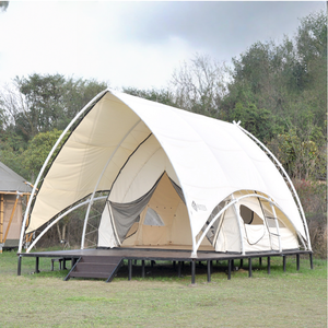 Tentes de glamping imperméables haute résistance Tente dôme en tissu Oxford de luxe Forme de voilier Hôtel Safari Camping <span class=keywords><strong>Structure</strong></span> en acier - Product Image 2