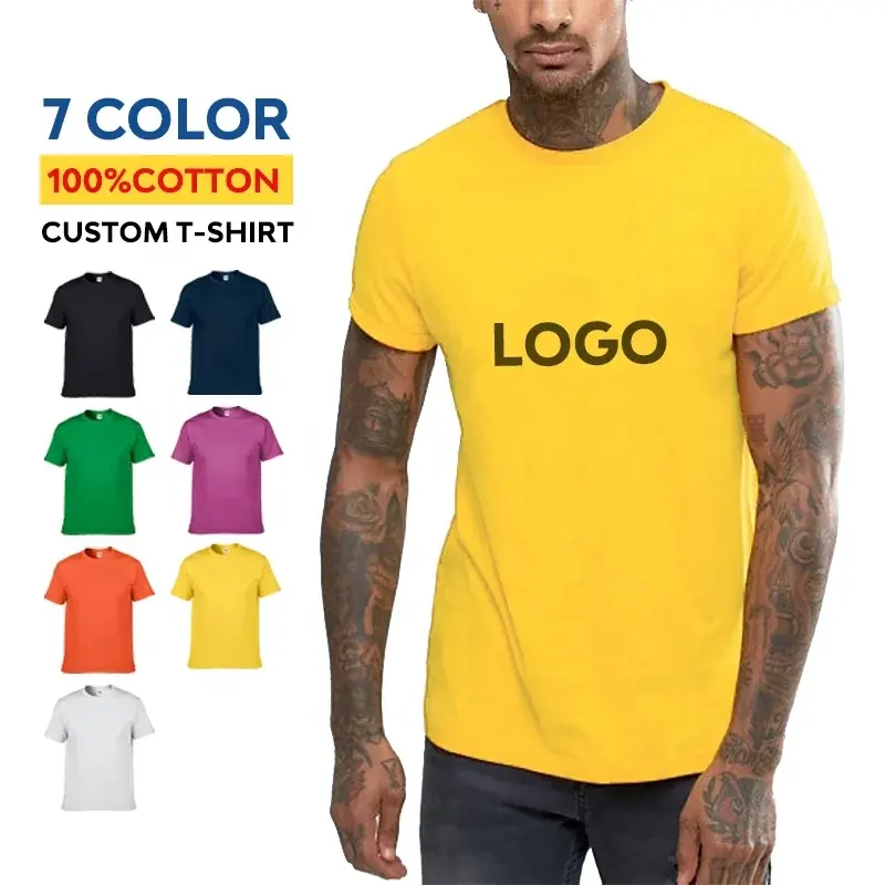 Wholesale 210g 100% Cotton slim Fit blank t shit custom printing O-neck Short Sleeve gym plain T shirt unisex