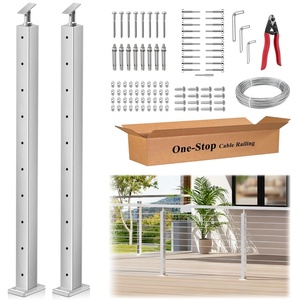 Kit de <span class=keywords><strong>garde</strong></span>-<span class=keywords><strong>corps</strong></span> moderne en câble d'acier inoxydable réglable avec accessoires gratuits, <span class=keywords><strong>garde</strong></span>-<span class=keywords><strong>corps</strong></span> en câble métallique à fixation au sol pour terrasse, balcon, escalier - Product Image 2