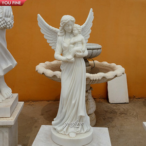 Jardín Tamaño real Tallado a mano Ángel de mármol natural con alas Escultura de Ángel de mármol - Product Image 1