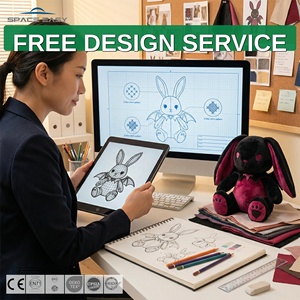 El Mejor Peluche de Conejo Gótico Negro y Rosa Personalizado Certificado, Animal de Peluche Oscuro y Adorable con Bordado de Corazón Roto, Fábrica OEM ODM - Product Image 1