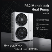 Pompe à chaleur air-eau R32 DC Inverter, contrôle intelligent par application WiFi, télécommande, réactive aux conditions météorologiques, monobloc silencieux